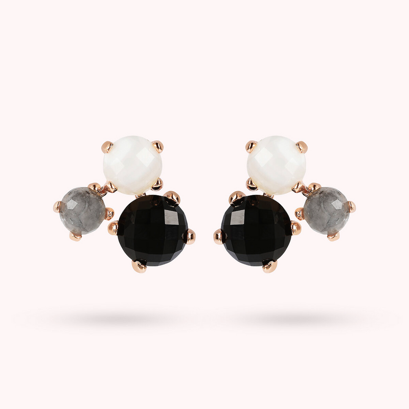 Trilogy Stud Earrings with Natural Stones