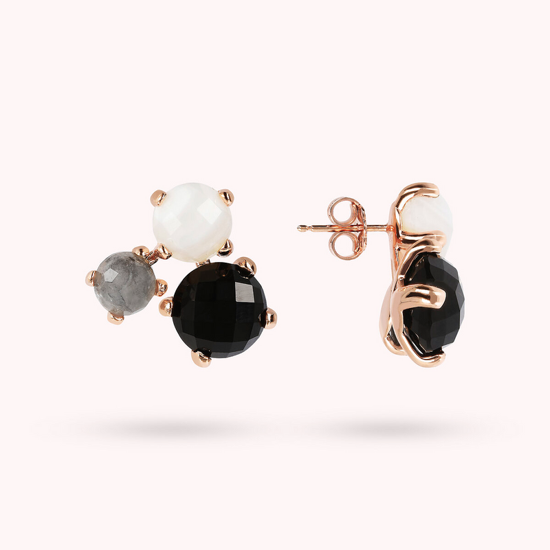 Trilogy Stud Earrings with Natural Stones