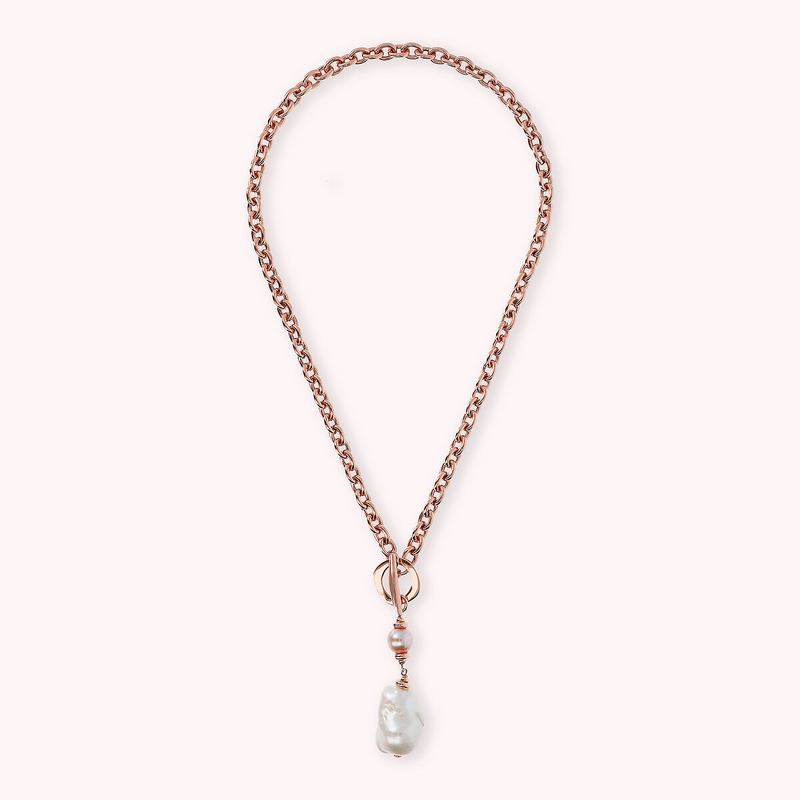 Tie Necklace with Freshwater Cultured Pearls