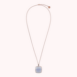 Necklace with Pendant in Square Natural Stone and Pavé