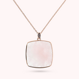 Necklace with Pendant in Square Natural Stone and Pavé