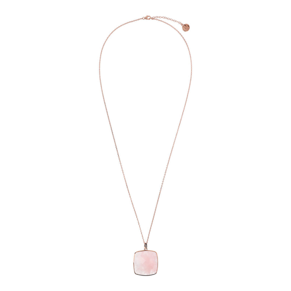 Collana con Pendente in Pietra Naturale Quadrata e Pavé