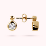 Golden Lobe Earrings with Light Point in Cubic Zirconia