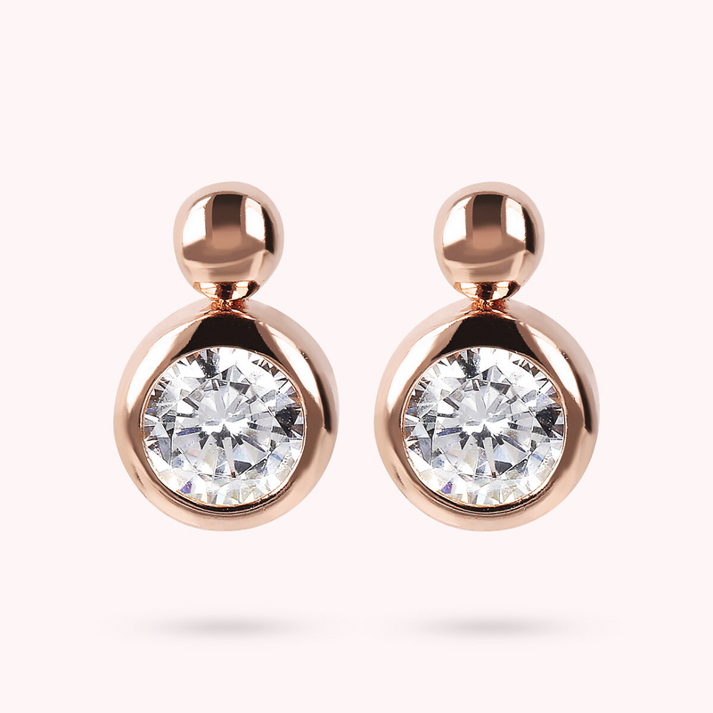 Stud Earrings with Cubic Zirconia Light Point