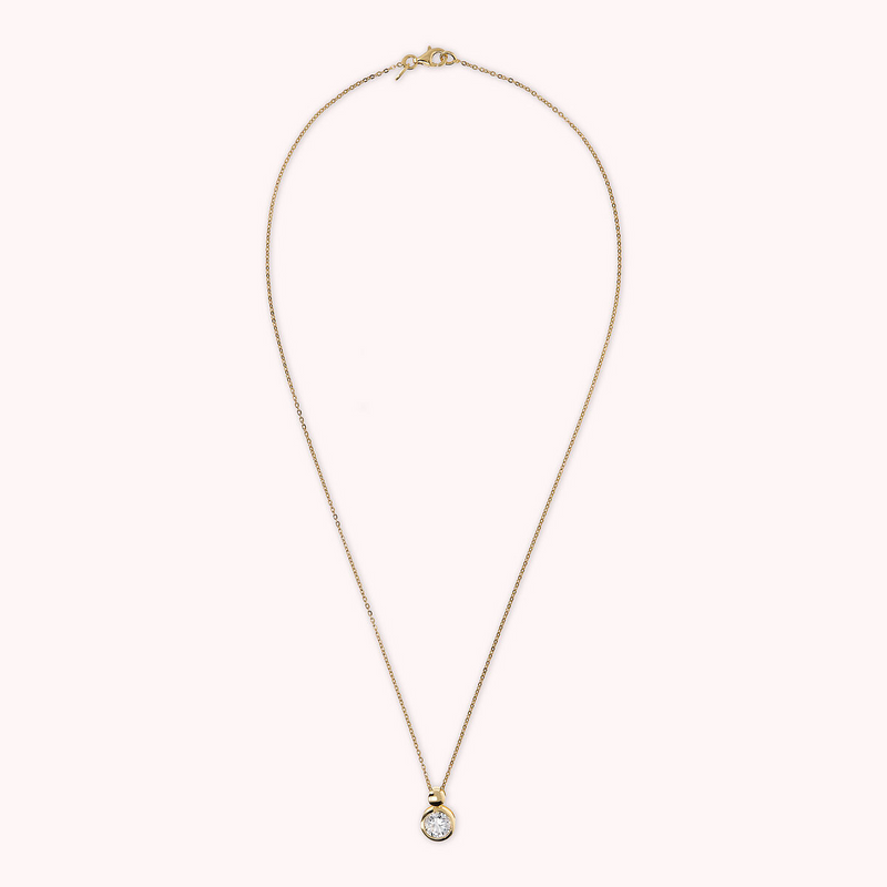 Golden Necklace with Light Point Pendant in Cubic Zirconia