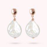 Pendant Earrings with Ming Baroque Cultured Freshwater Pearl Ø 15 mm