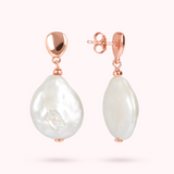 Pendant Earrings with Ming Baroque Cultured Freshwater Pearl Ø 15 mm