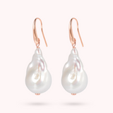 Drop Earrings with White Freshwater Cultured Baroque Pearls Ø 13 mm