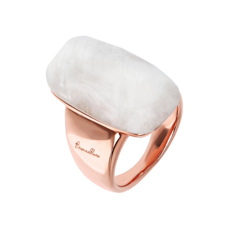 Chevalier Ring with Rectangular Natural Stone