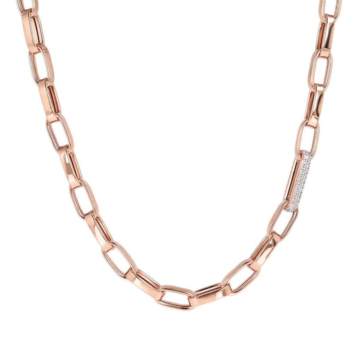 Thick Forzatina Chain Necklace with Pavé Detail - Bronzallure