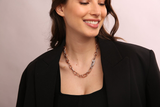 Crewneck Necklace with Thick Forzatina Chain and Pavé Element in Cubic Zirconia