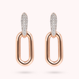 Pendant Earrings with Oval Mesh and Pavé