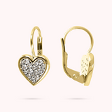 Orecchini Pendenti Golden con Cuore in Cubic Zirconia