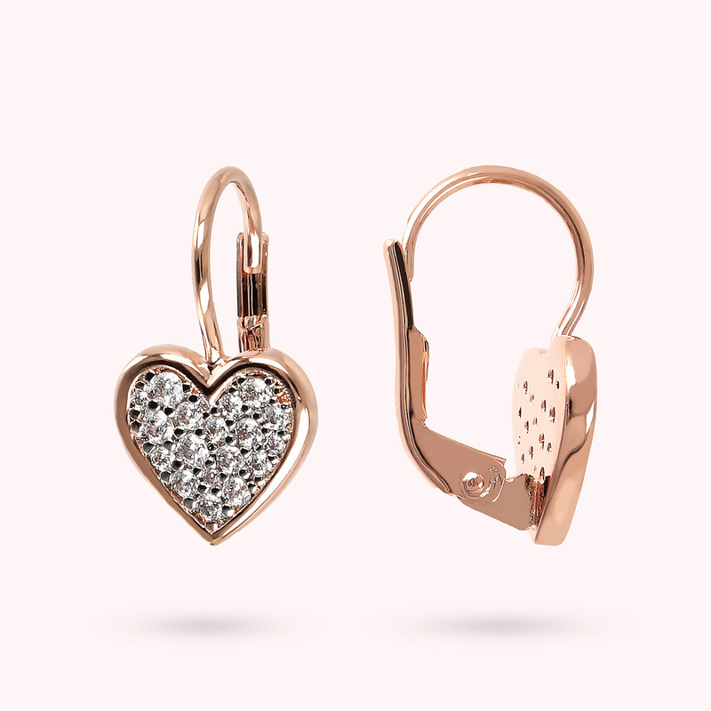 Orecchini Pendenti con Cuore in Cubic Zirconia