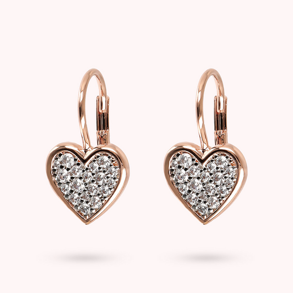 Orecchini Pendenti con Cuore in Cubic Zirconia