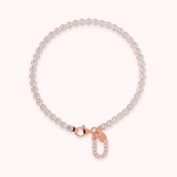 Cubic Zirconia Tennis Bracelet with Pavé Letter Pendant