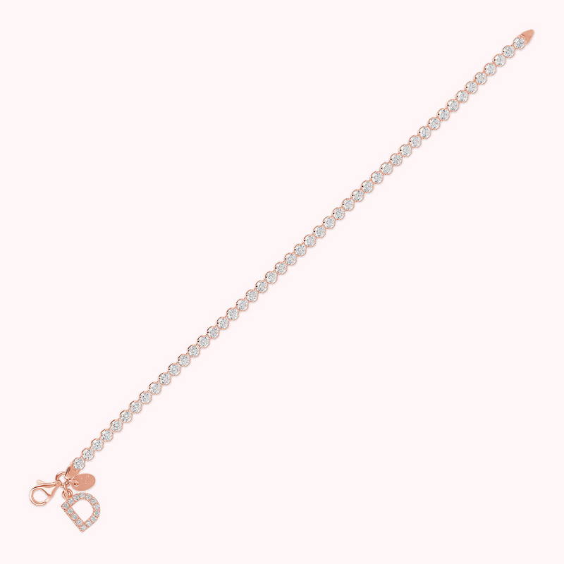 Cubic Zirconia Tennis Bracelet with Pavé Letter Pendant