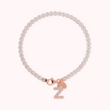 Cubic Zirconia Tennis Bracelet with Pavé Letter Pendant