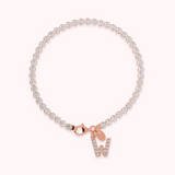 Cubic Zirconia Tennis Bracelet with Pavé Letter Pendant