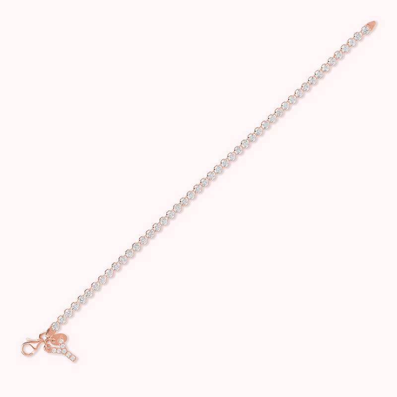 Cubic Zirconia Tennis Bracelet with Pavé Letter Pendant