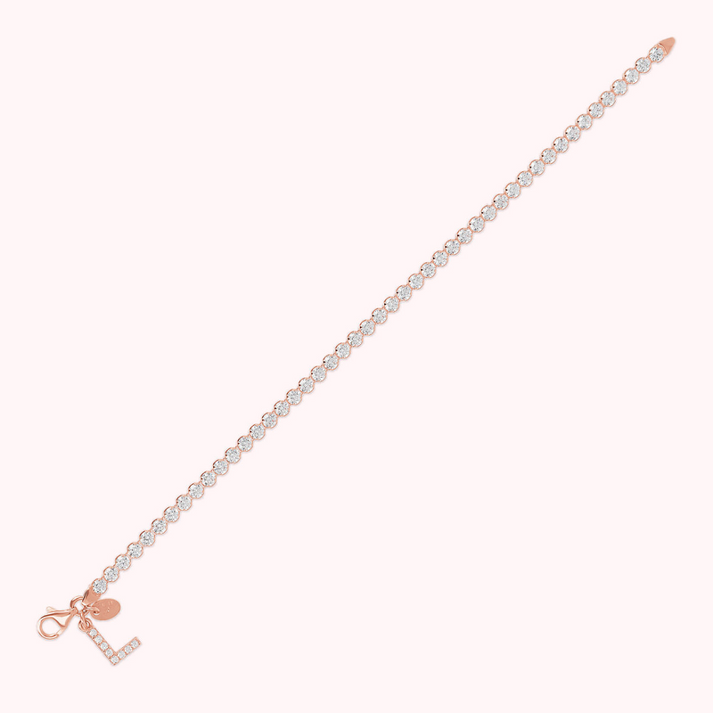 Cubic Zirconia Tennis Bracelet with Pavé Letter Pendant