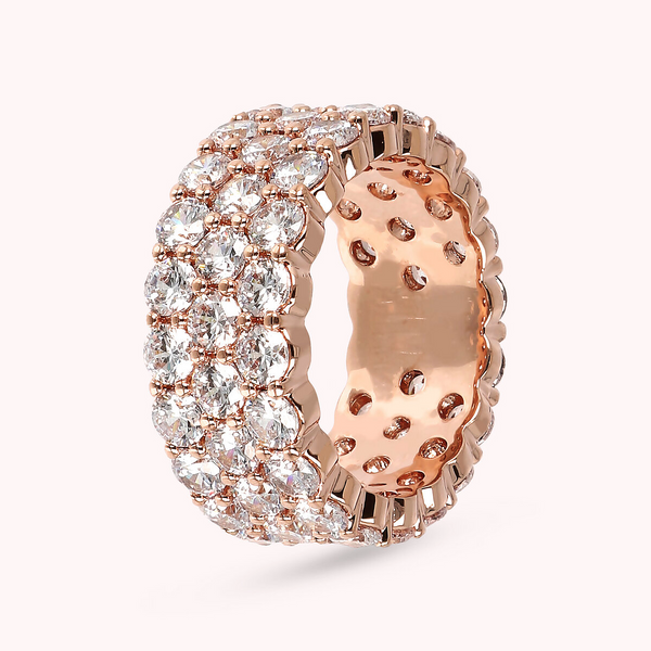 Ring with Three Rows of Cubic Zirconia