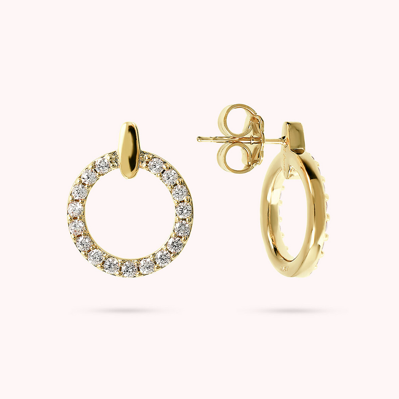 Golden Hoop Earrings in Cubic Zirconia