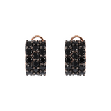 Hoop Earrings with Pavé in Black Spinel or Cubic Zirconia