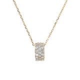 Golden Forzatina Chain Necklace with Pavé Pendant in Black Spinel or Cubic Zirconia