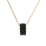 Golden Forzatina Chain Necklace with Pavé Pendant in Black Spinel or Cubic Zirconia