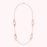 Long Necklace with Golden Rosé Oval Elements Station