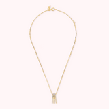 Golden Forzatina Chain Necklace with Triple Strand Pavé Pendant in Cubic Zirconia