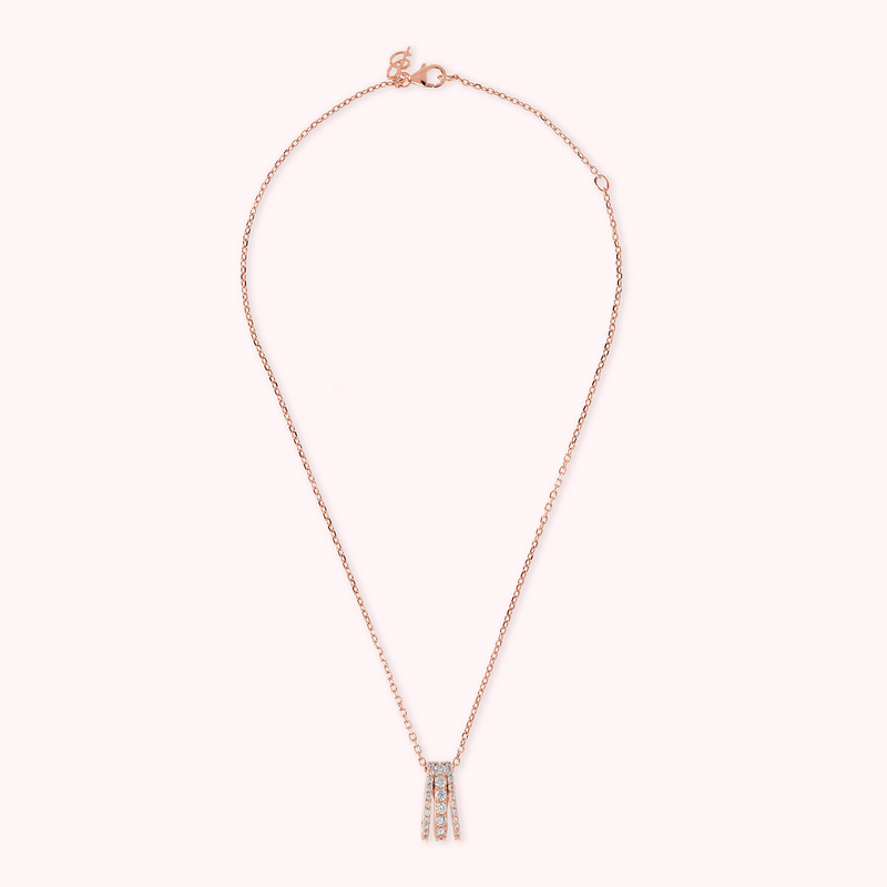 Forzatina Chain Necklace with Triple Strand Pavé Pendant in Cubic Zirconia