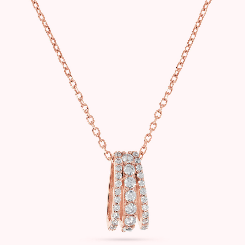 Forzatina Chain Necklace with Triple Strand Pavé Pendant in Cubic Zirconia