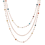 Graduated Multistrand Rosary Necklace with Multicolored Natural Stones