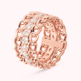 Ring with Curb Chain and Riviera in Cubic Zirconia