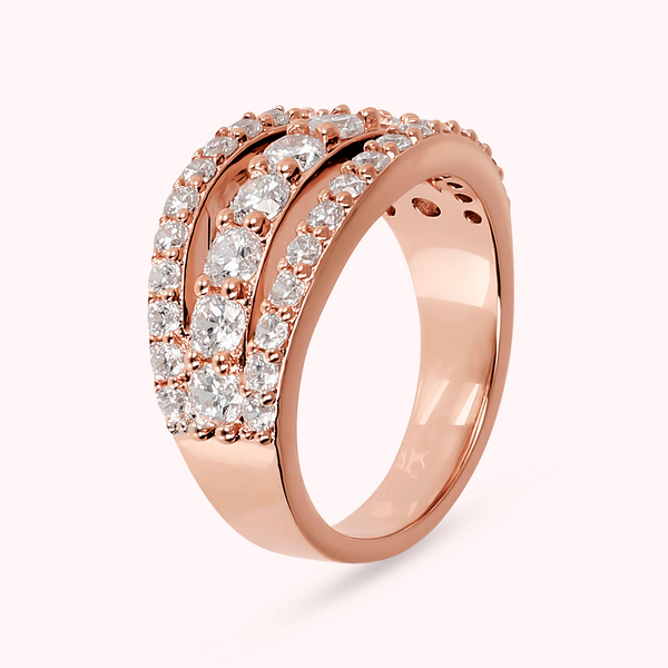 Ring with Triple Pavé in Cubic Zirconia