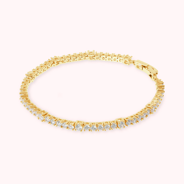 Golden Tennis Bracelet with Cubic Zirconia