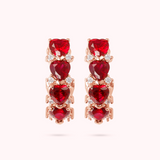 Boucles d'Oreilles avec Cœurs en Zircons Cubiques Rouges