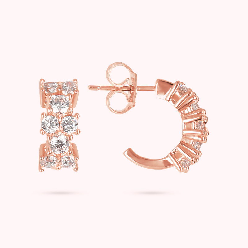 Bicolor Hoop Earrings with Cubic Zirconia