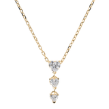 Three Hearts Necklace in Golden Cubic Zirconia