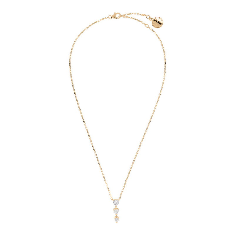 Three Hearts Necklace in Golden Cubic Zirconia