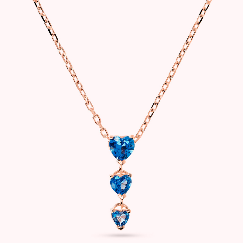 Three Graduated Hearts Necklace in Cubic Zirconia