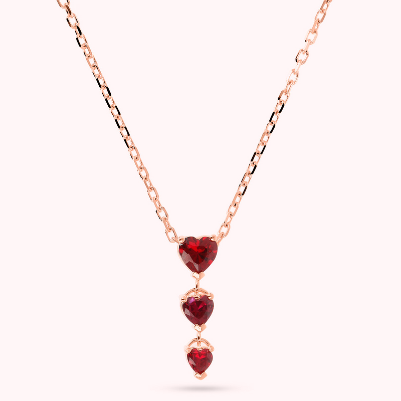 Three Graduated Hearts Necklace in Cubic Zirconia