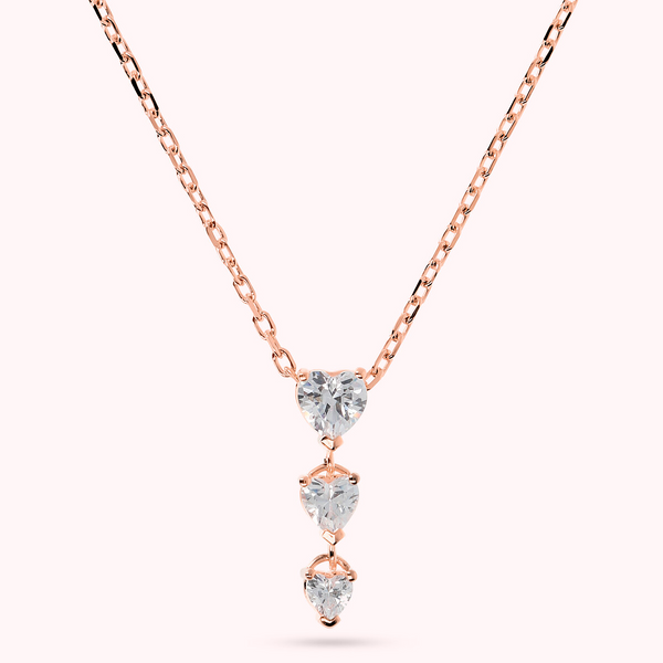 Collana Tre Cuori Graduati in Cubic Zirconia