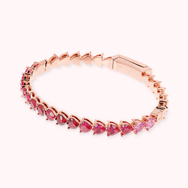 Bracciale Tennis Rigido con Cuori in Cubic Zirconia