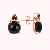 Stud Earrings with Natural Stones and Cubic Zirconia