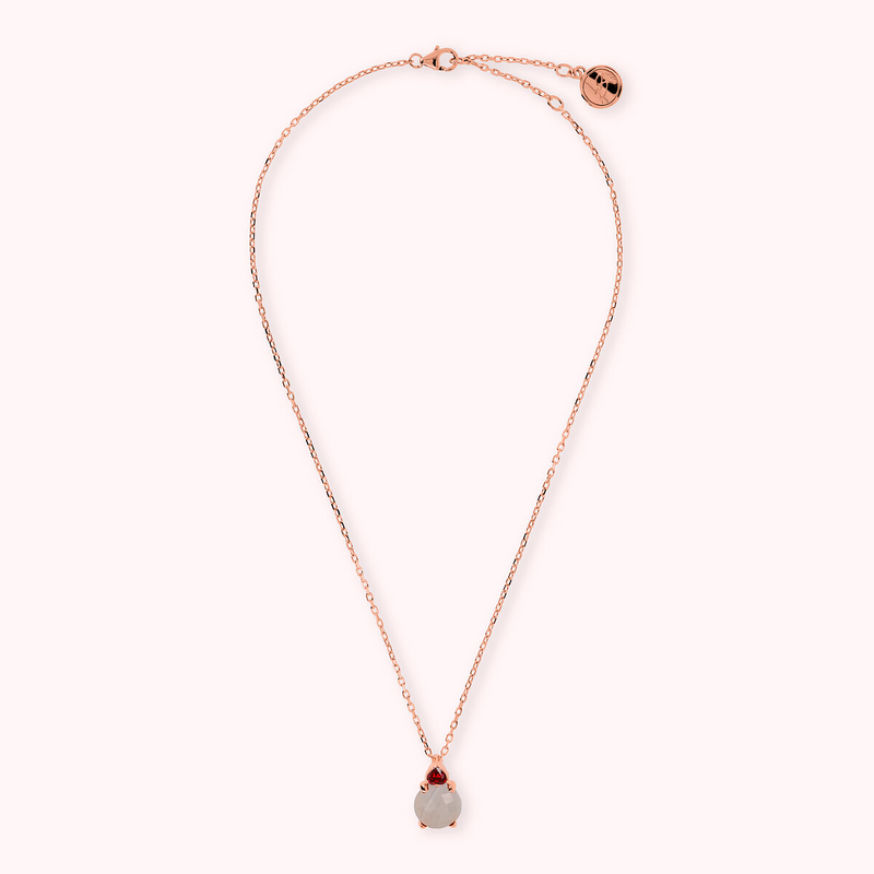 Collier avec Pendentif en Pierre Naturelle et Cœur en Zircon Cubique