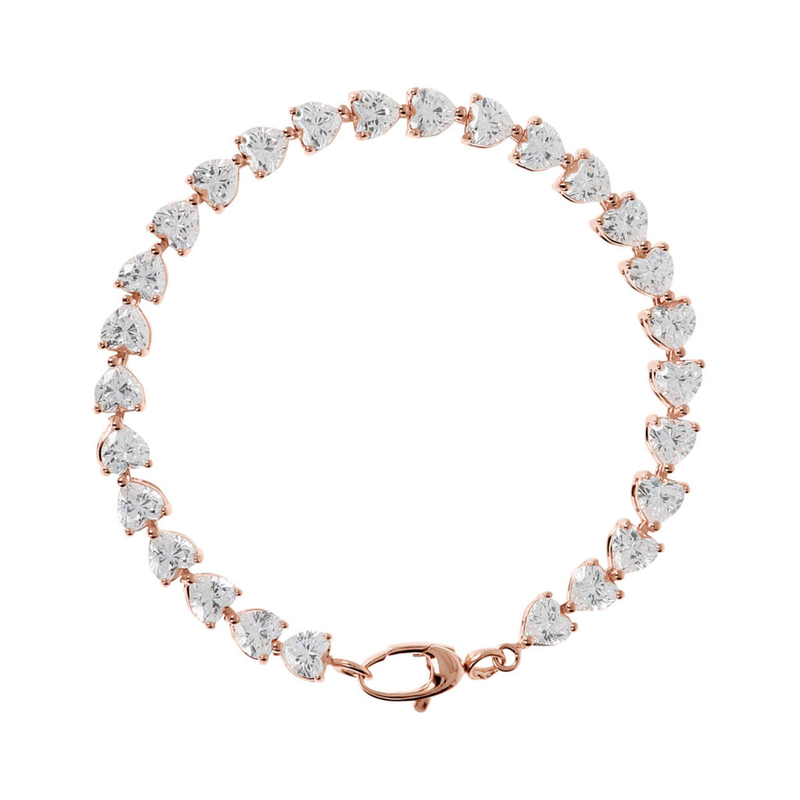 Bracciale Tennis con Cuori in Cubic Zirconia