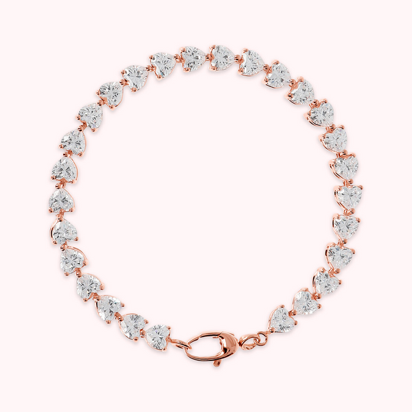 Tennis Bracelet with Cubic Zirconia Hearts